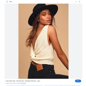 Lulus Lets Get Away Cream Knit Twist Back Tank Top Sweater Sleeveless XS